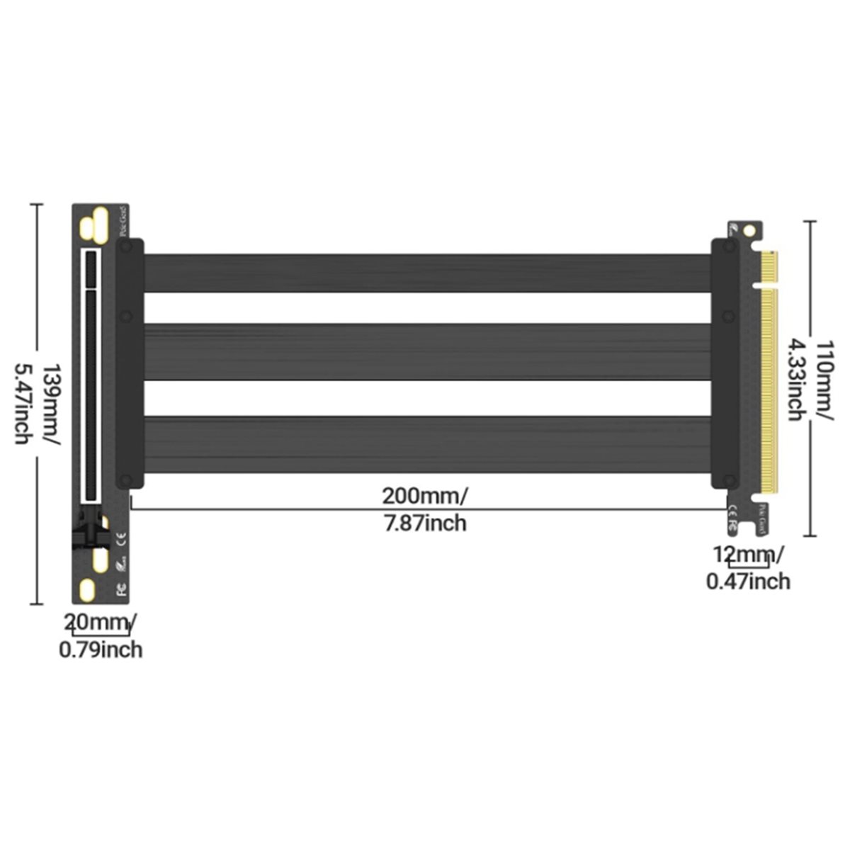 Pcie 5.0 Gpu Riser Cable - كابل رايزر PCIe 5.0 للتركيب العمودي