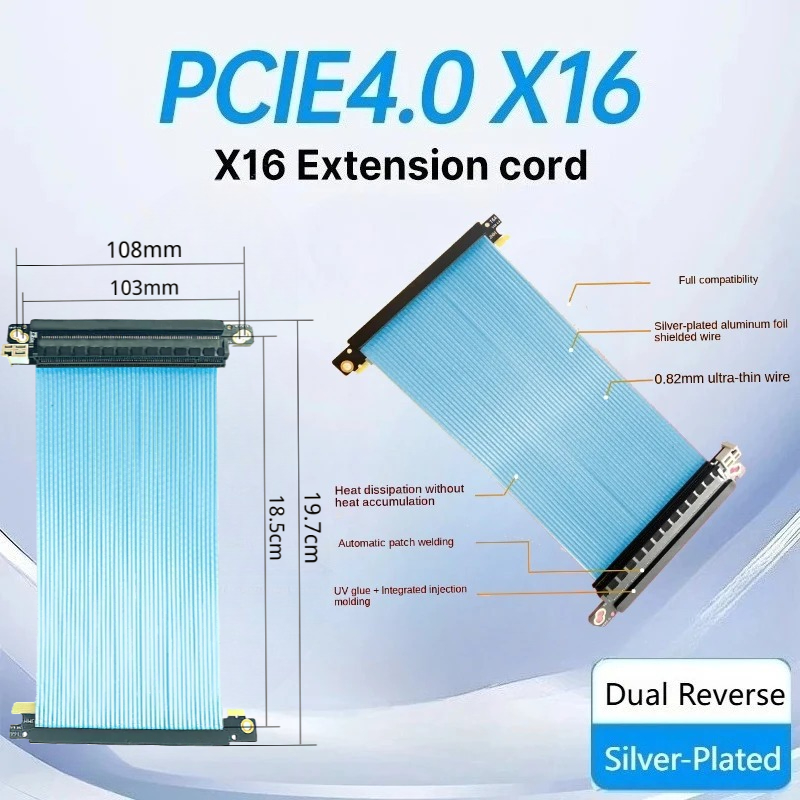 Itx Gpu Riser Pcie 4.0 16X - المزدوج عكس Pcie 4.0 الناهض كابل