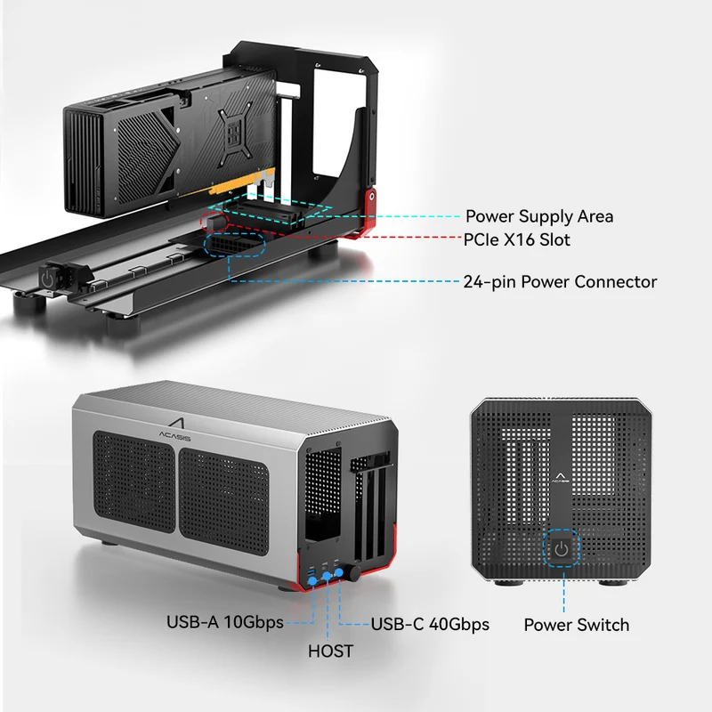 علبة Acasis eGPU بسرعة 40 جيجا - مراجعة Gpu External Dock Egpu Thunderbolt 4 وسعره