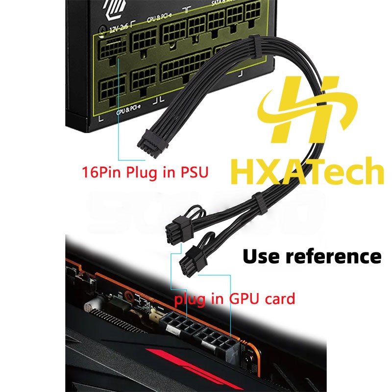 كابل طاقة HXATech-Colorful 12V - مراجعة Dual 8Pin To 16Pin 12Vhpwr Cable وسعره